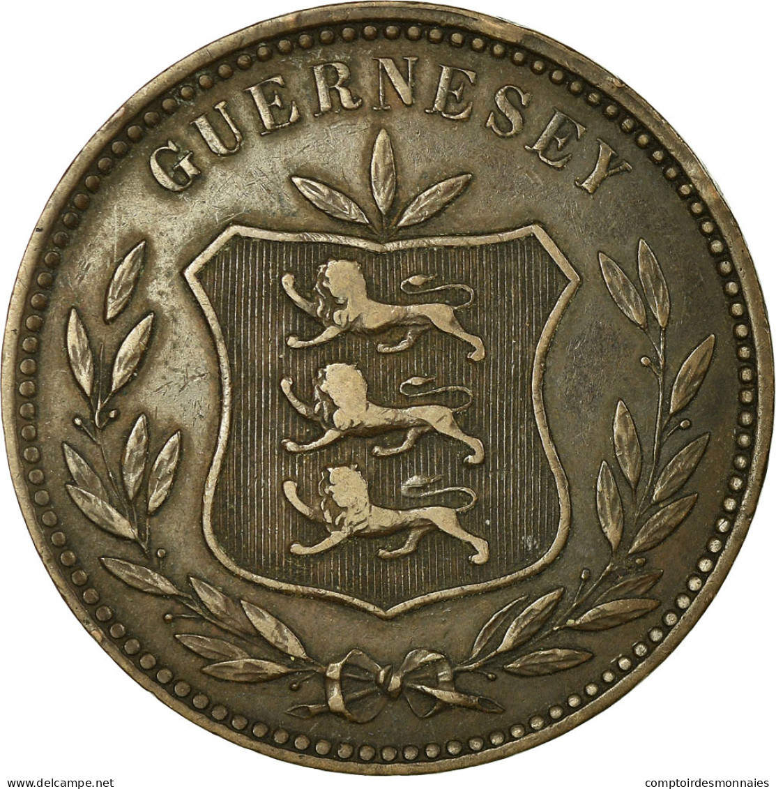 Monnaie, Guernsey, 8 Doubles, 1911, Heaton, Birmingham, TB+, Bronze, KM:7 - Guernsey