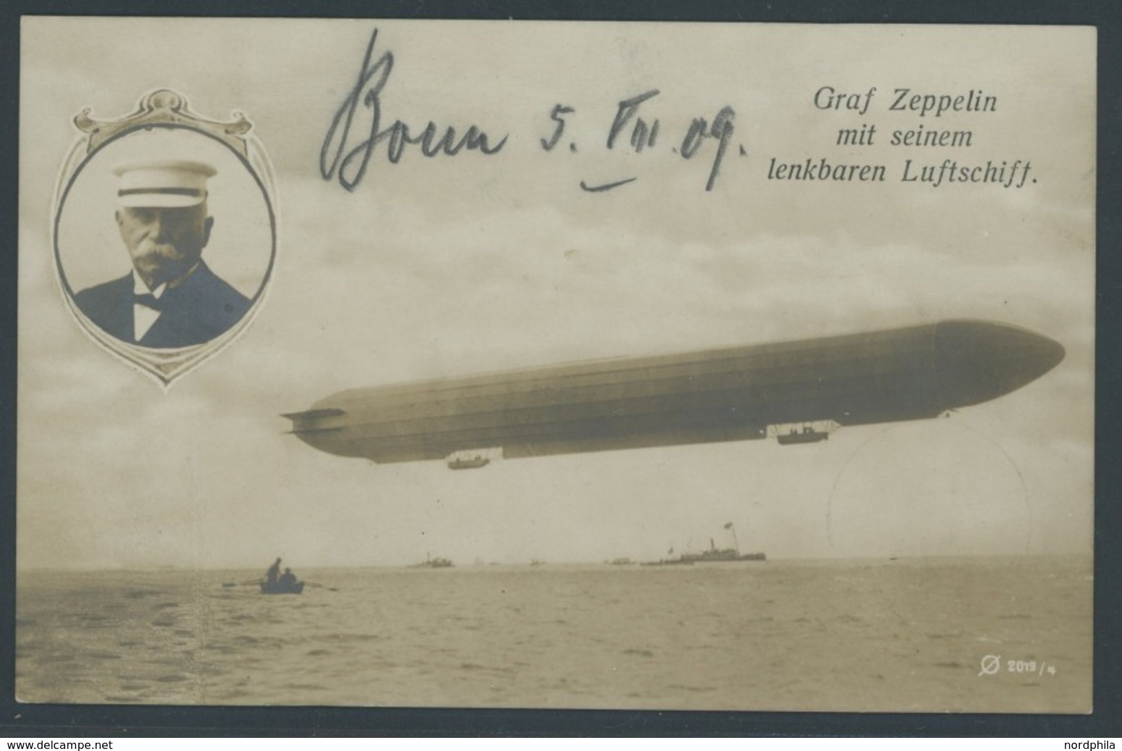 ALTE ANSICHTSKARTEN 5.8.1909, Fotokarte Graf Zeppelin Mit Seinem Lenkbaren Luftschiff Von Der Heeresübernahmefahrt Mit T - Other & Unclassified