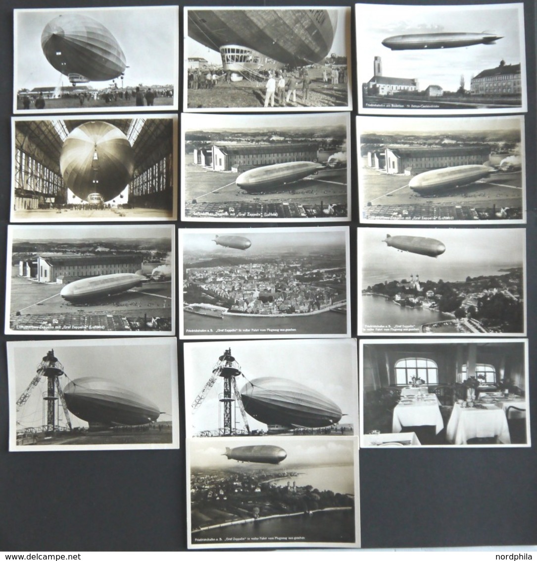 ALTE ANSICHTSKARTEN 1928/39, Luftschiff Zeppelin, 13 Verschiedene Zeppelin-Fotokarten Mit Besucherstempel, Davon 3 Gebra - Other & Unclassified
