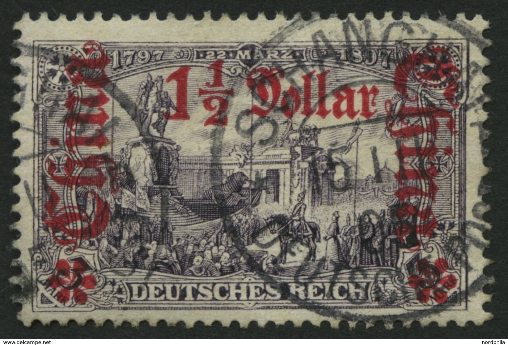 DP CHINA 36B O, 1905, 11/2 D. Auf 3 M., Ohne Wz., Gezähnt B, Pracht, Mi. 60.- - China (oficinas)