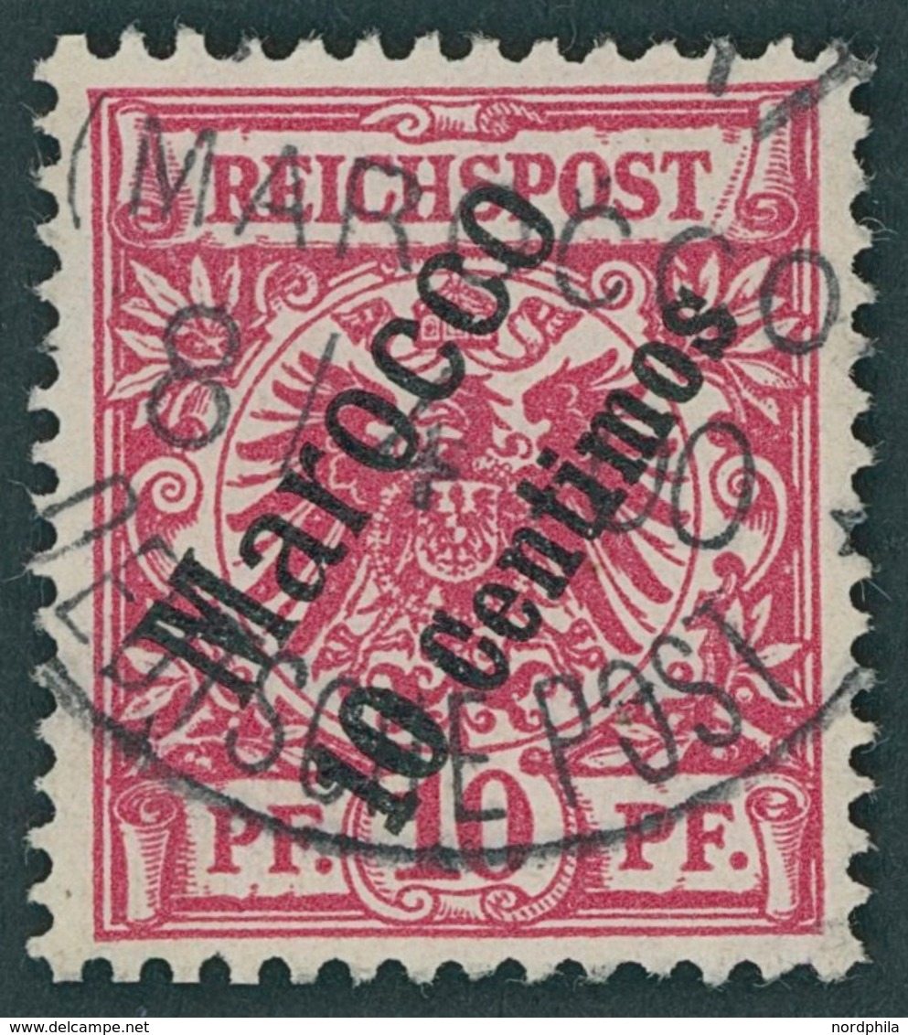 DP IN MAROKKO 3d O, 1899, 10 C. Auf 10 Pf. Lilarot, Pracht, Gepr. Jäschke-L., Mi. 100.- - Marokko (kantoren)