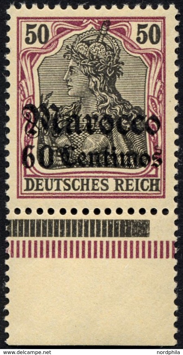 DP IN MAROKKO 28 **, 1905, 60 C. Auf 50 Pf., Ohne Wz., Postfrisch, Pracht, Mi. 70.- - Morocco (offices)