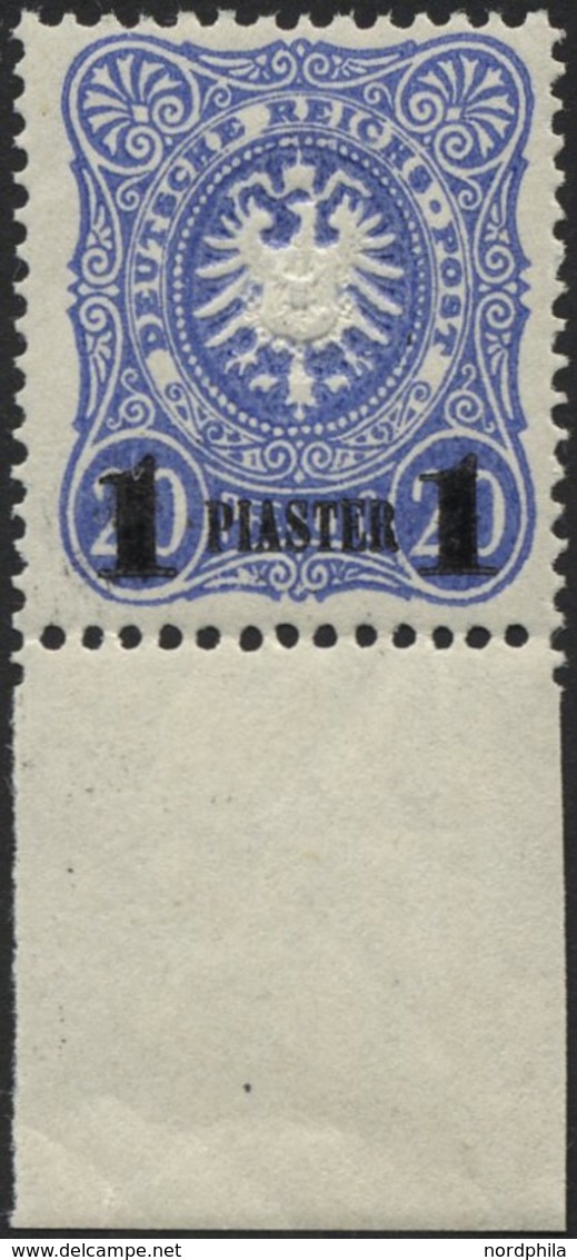 DP TÜRKEI 3Na **, 1891, 1 PIA. Auf 20 Pf., Nachdruck, Mit Breitem Unterrand, Postfrisch, Pracht, Mi. (100.-) - Turkey (offices)