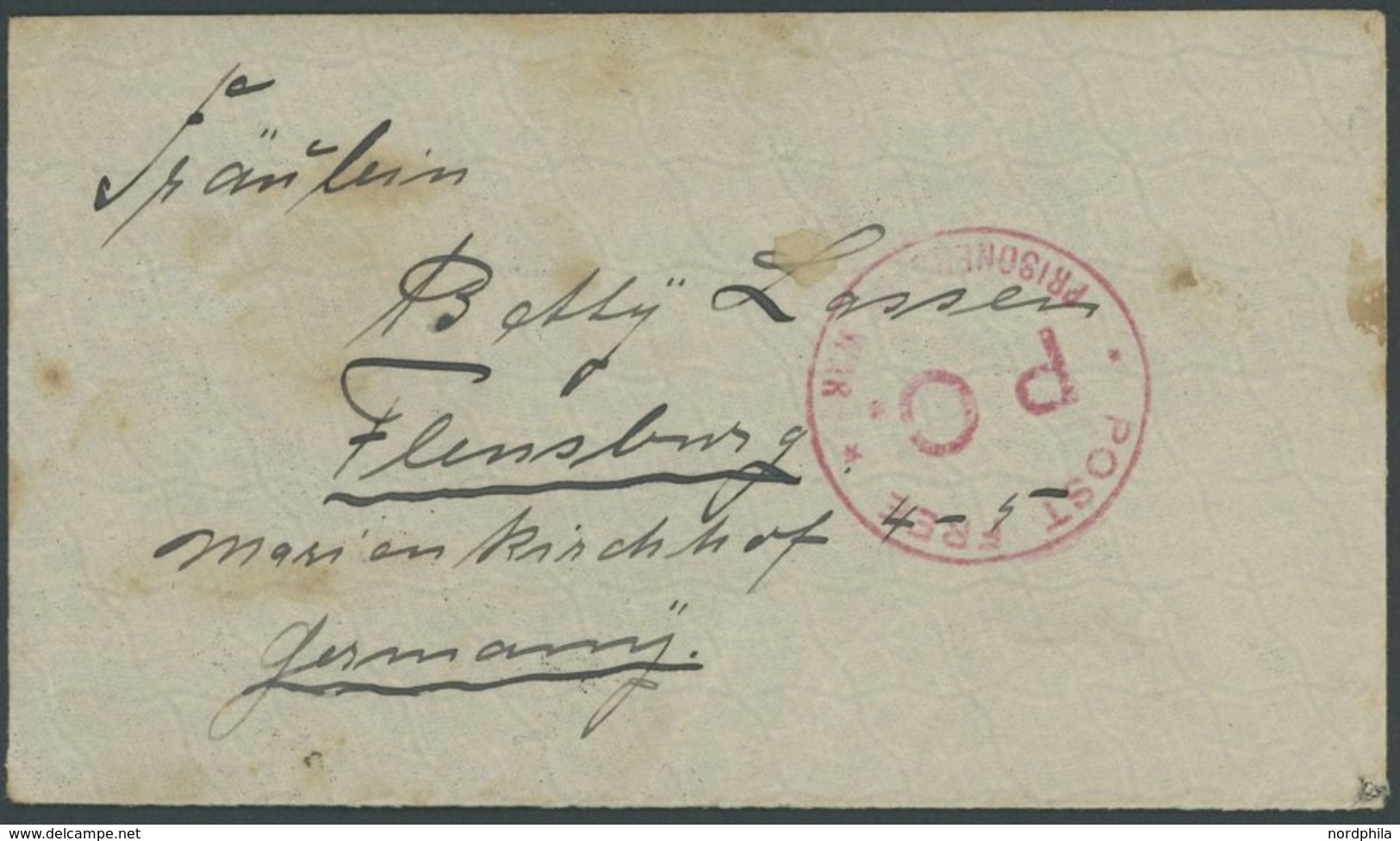 DEUTSCH-NEUGUINEA 1915, Brief Aus Dem Lager ROTTNEST ISLAND Nach Flensburg Mit Rotem K1 POST FREE PC. PRISONER OF WAR, E - Duits-Nieuw-Guinea