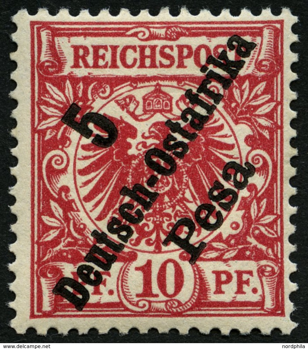 DEUTSCH-OSTAFRIKA 8b *, 1896, 5 P. Auf 10 Pf. Rotkarmin, Fast Postfrisch, Pracht, Fotobefund Jäschke-L., Mi. (280.-) - Deutsch-Ostafrika