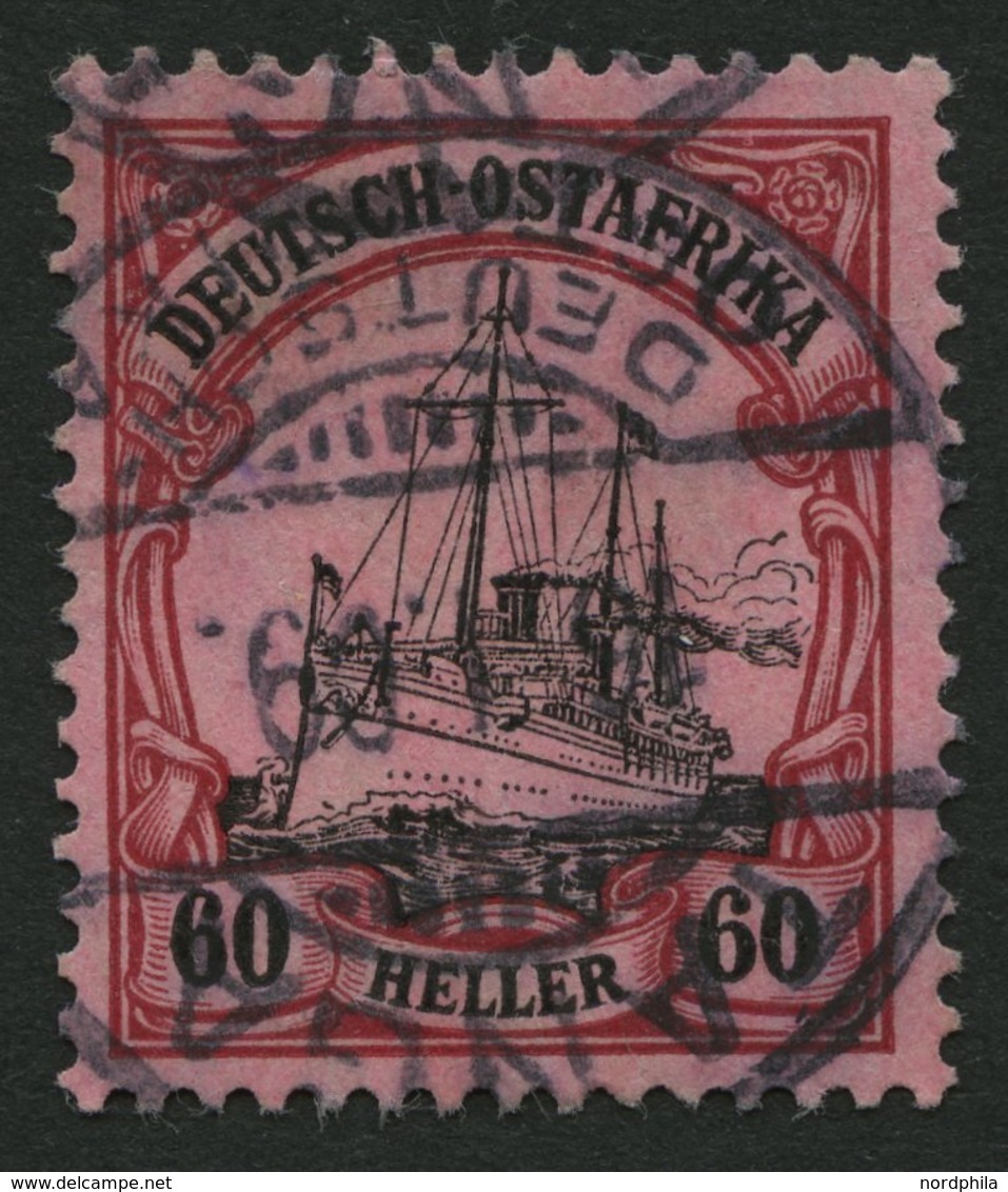 DEUTSCH-OSTAFRIKA 37 O, 1906, 60 H. Dunkelrötlichkarmin/schwarz Auf Mattrosarot, Mit Wz., Pracht, Signiert, Mi. 240.- - Deutsch-Ostafrika