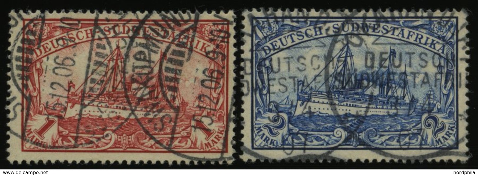 DSWA 20/1 O, 1901, 1 M. Rot Und 2 M. Schwärzlichblau, Ohne Wz., 2 Prachtwerte, Mi. 83.- - German South West Africa
