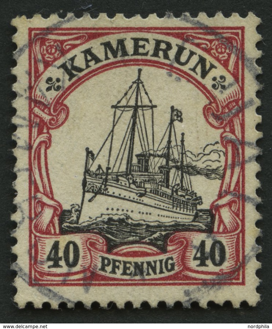 KAMERUN 13I O, 1900, 40 Pf. Karmin/schwarz Mit Abart Linie Unter Rechter 40 Durch Fleck Unterbrochen, Normale Zähnung, P - Camerún