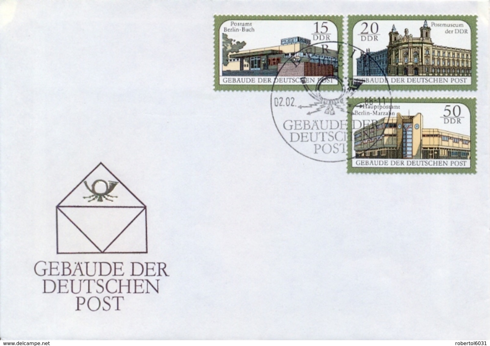 Germany DDR 1988 FDC Postal Buildings Of Berlin - Posta