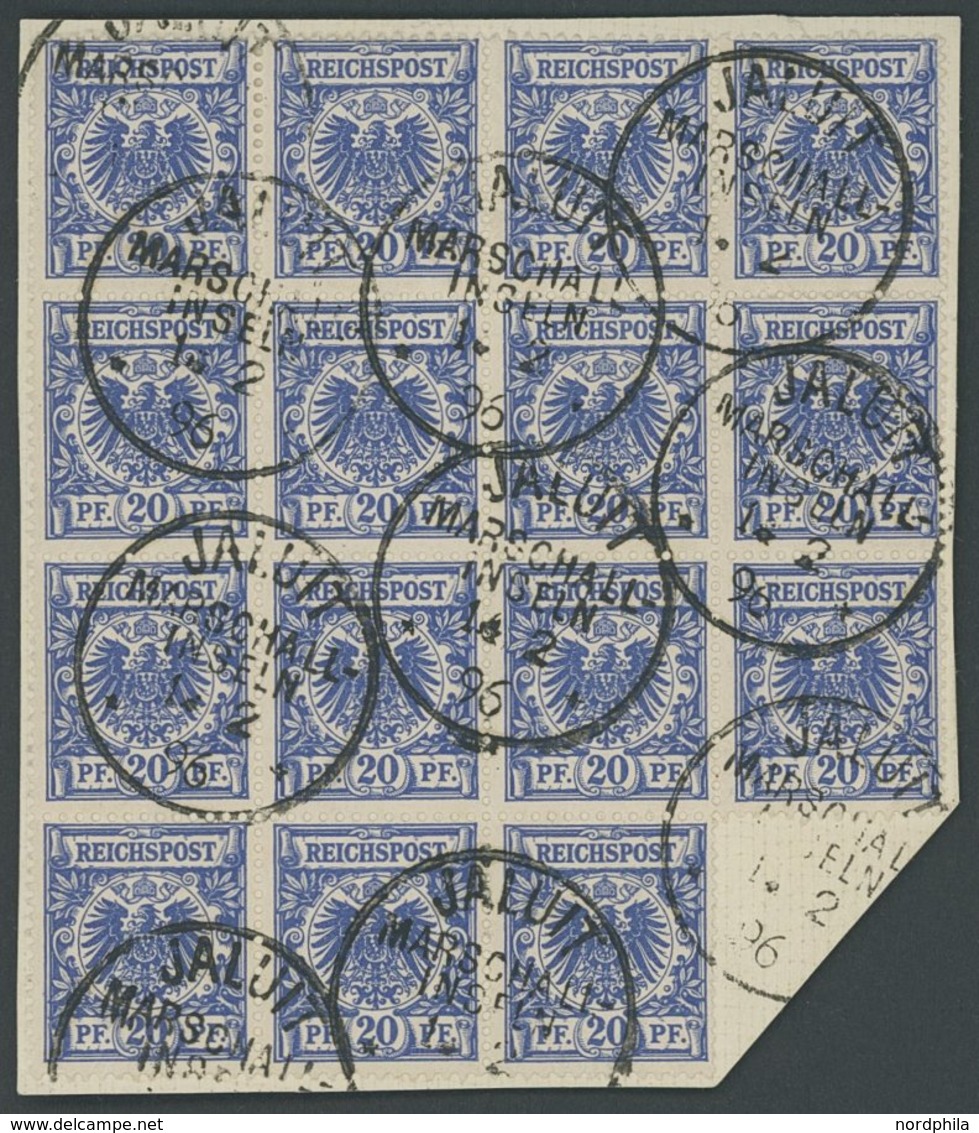 MARSHALL-INSELN V 48d BrfStk, 1896, 20 Pf. Violettultramarin Im 15er-Block Auf Leinenbriefstück, Stempel JALUIT 14.2.96, - Marshall Islands