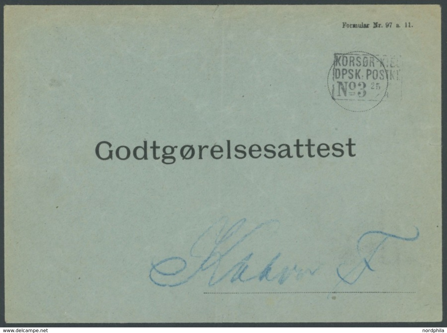 DEUTSCHE SCHIFFSPOST KORSØR-KIEL No. 3, R3 Auf GODTGØRELSESATTEST, Pracht, R! - Marítimo