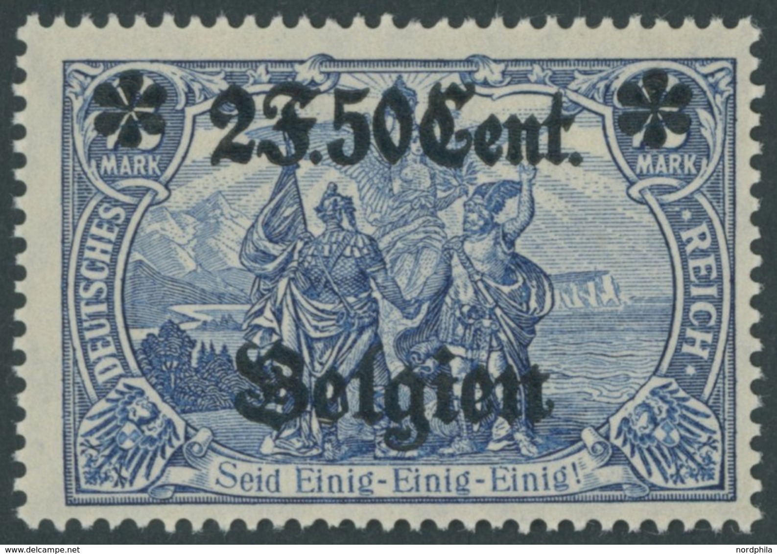 LANDESPOST IN BELGIEN 24IIA **, 1916, 2 F. 50 C. Auf 2 M., Type II, Gezähnt A, Postfrisch, Pracht, Mi. 100.- - Bezetting 1914-18