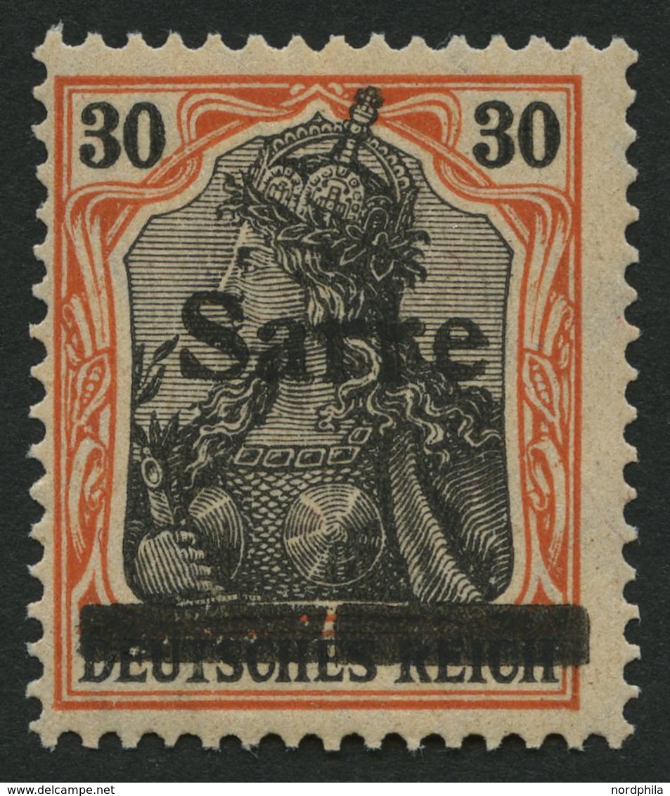 SAARGEBIET 10yIA *, 1920, 30 Pf. Dunkelrotorange/schwarz Auf Orangeweiß, Type I, In Der Mitte Senkrecht Geteilter Balken - Otros & Sin Clasificación