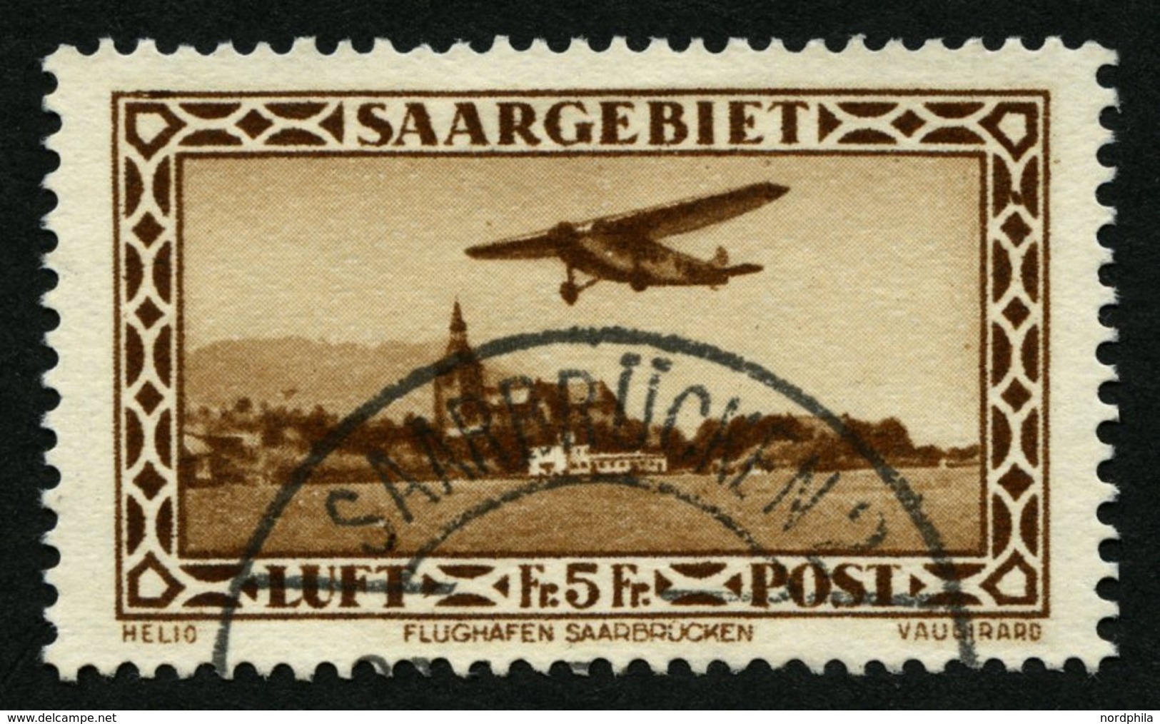 SAARGEBIET 159IV O, 1932, 5 Fr. Flugpost Mit Abart Punkt Im Rechten Rahmen Zwischen Den Beiden Oberen Halbkreisen, Prach - Other & Unclassified