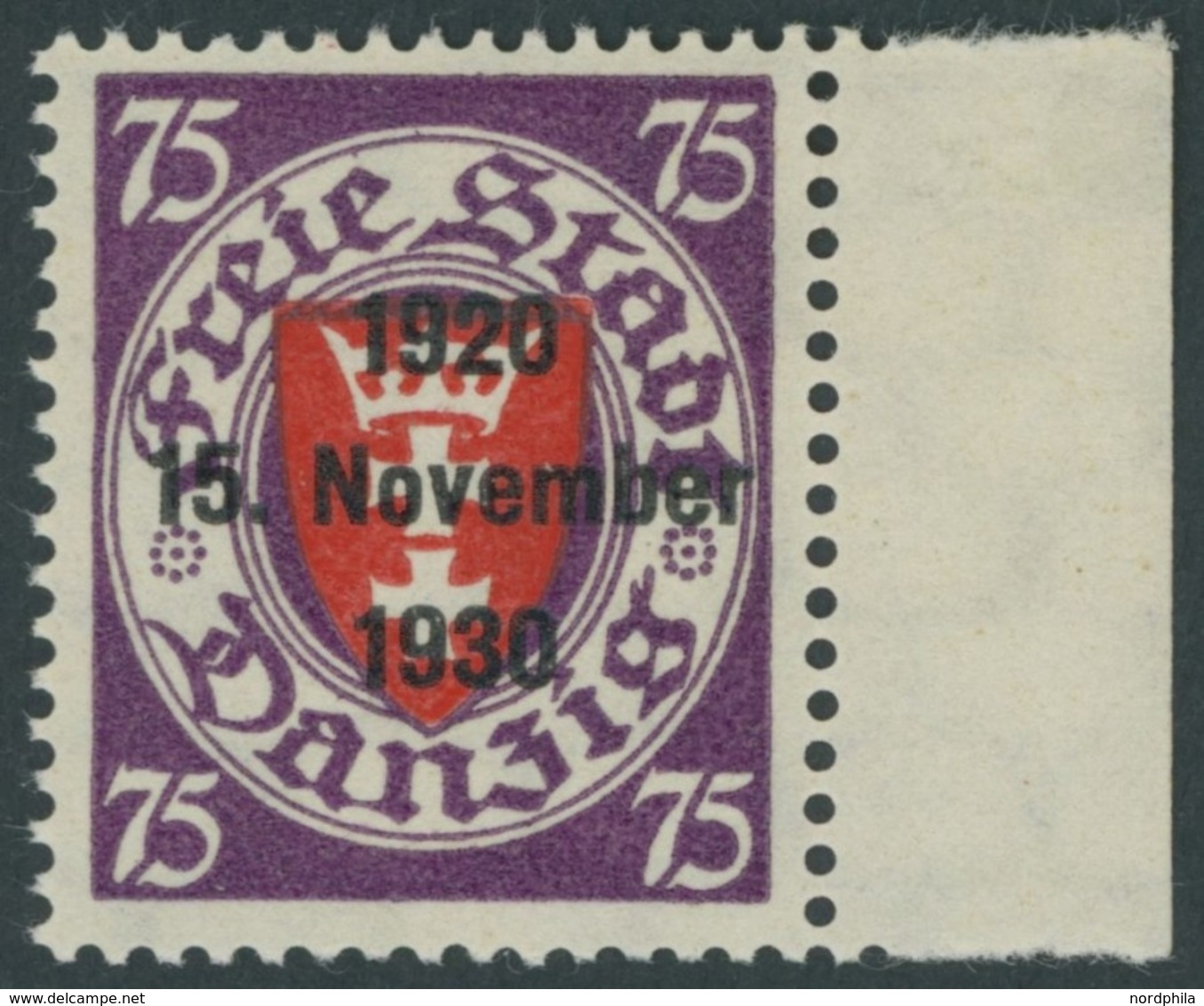 FREIE STADT DANZIG 229 **, 1930, 75 Pf. Dunkelviolettpurpur/zinnoberrot, Pracht, Mi. 160.- - Other & Unclassified