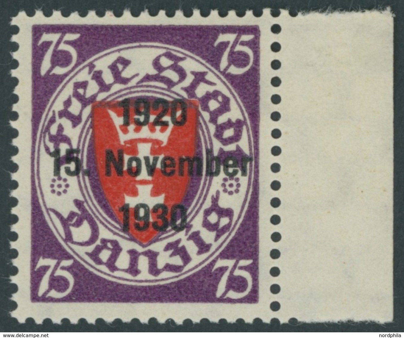 FREIE STADT DANZIG 229 **, 1930, 75 Pf. Dunkelviolettpurpur/zinnoberrot, Pracht, Mi. 160.- - Otros & Sin Clasificación