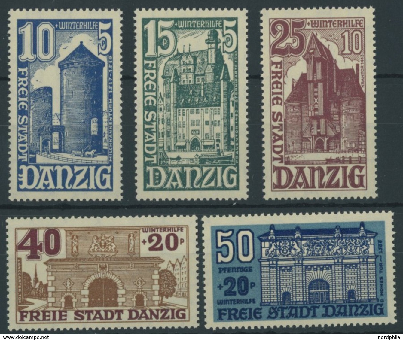 FREIE STADT DANZIG 262-66 **, 1936, Bauwerke, Prachtsatz, Mi. 100.- - Otros & Sin Clasificación
