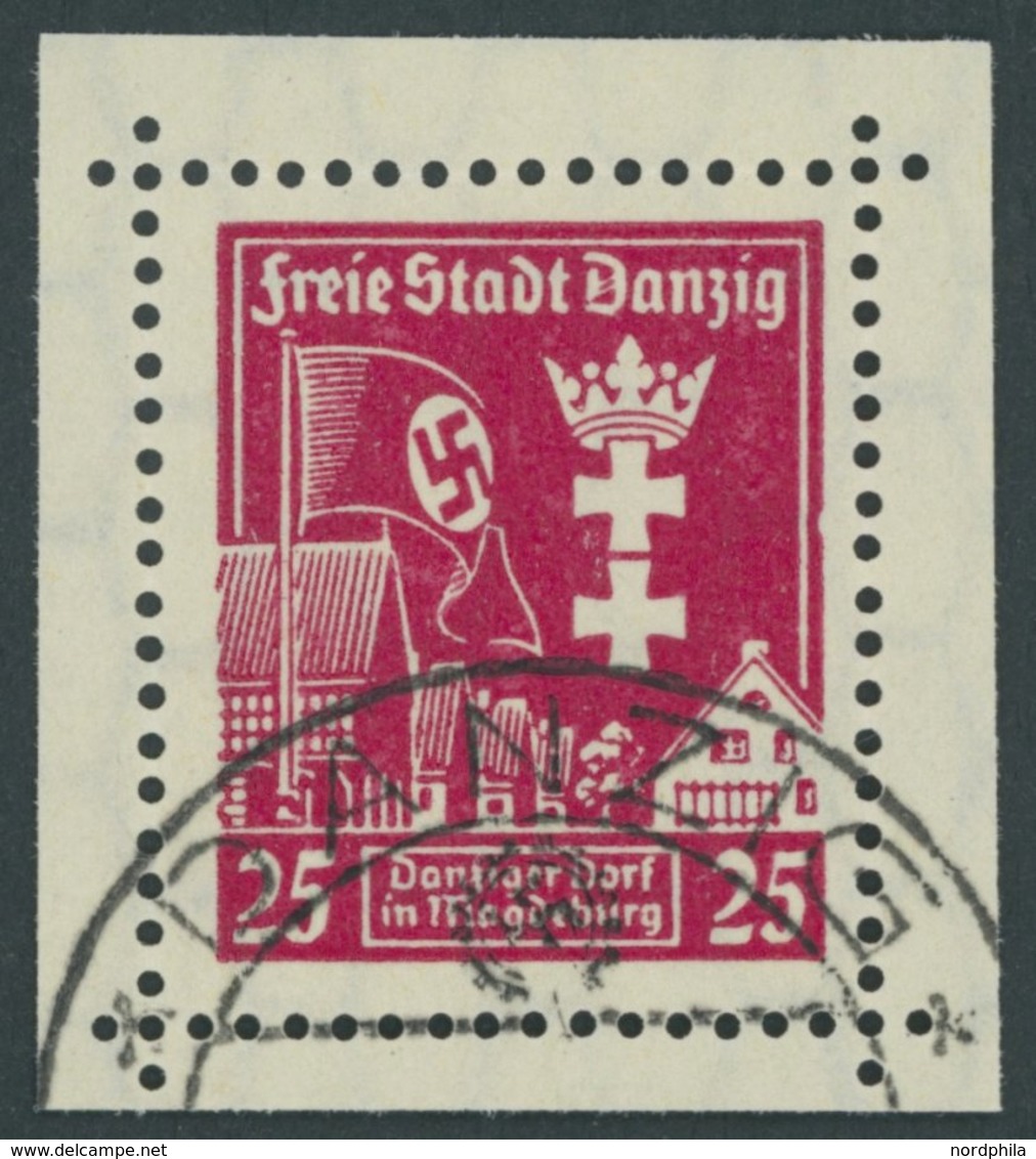 FREIE STADT DANZIG 274I O, 1937, 25 Pf. Danziger Dorf Mit Abart Rechter Bildrand Eingekerbt, Pracht, Gepr. Gruber, Mi. 2 - Otros & Sin Clasificación