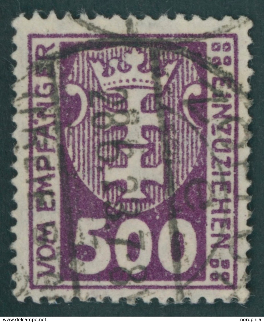 PORTOMARKEN P 19X O, 1923, 500 Pf. Dunkelpurpur, Wz. 3X, Pracht, Gepr. Gruber Und Infla, Mi. 700.- - Other & Unclassified