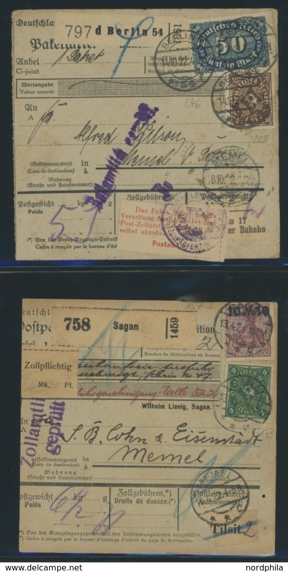 MEMELGEBIET 1920/1, Interessante Sammlung Von 20 Paketkarten Ins Memelgebiet Mit Verschiedenen Inflations-Frankaturen Vo - Klaipeda 1923