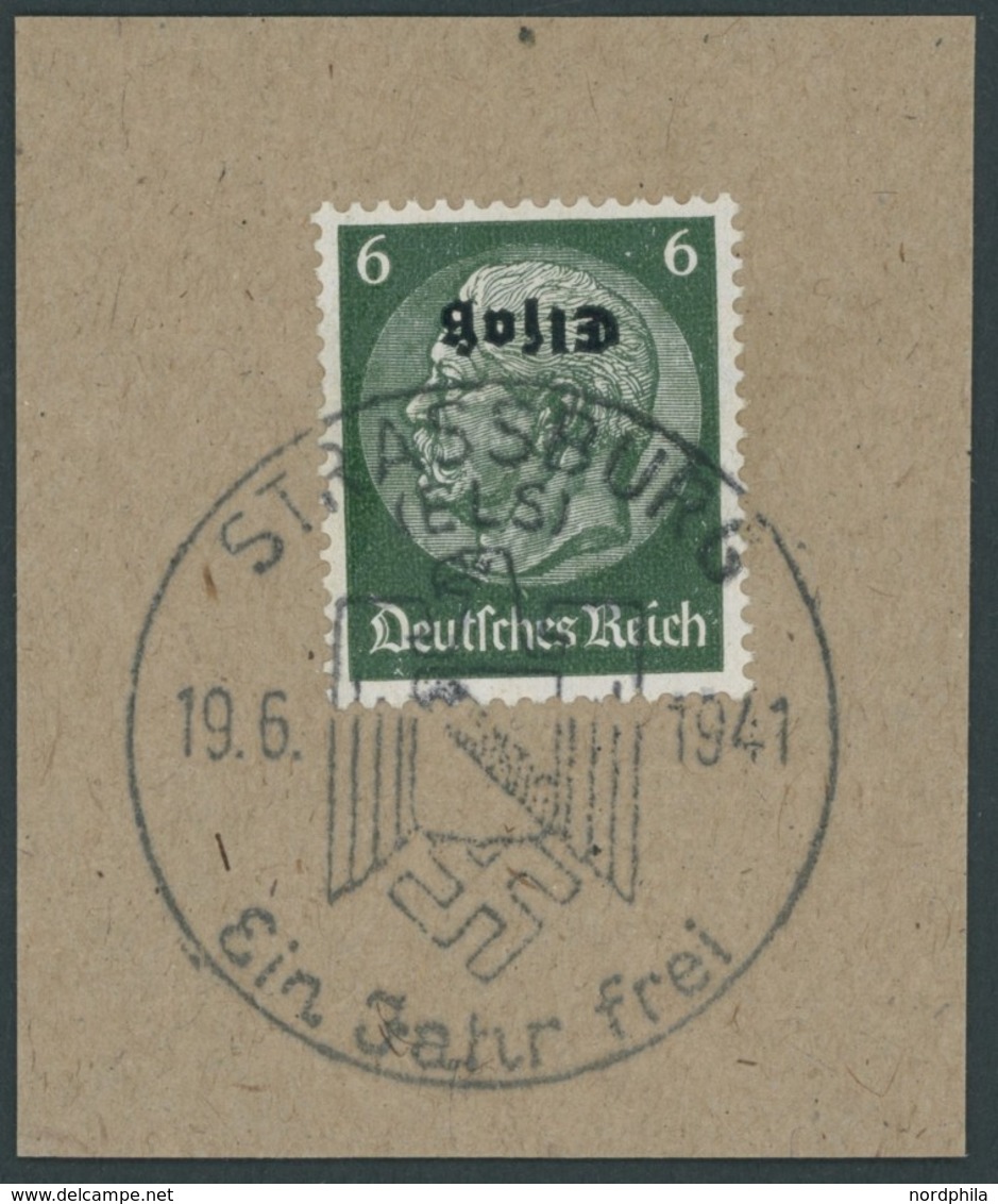 ELSASS 4K BrfStk, 1940, 6 Pf. Schwarzgrün, Kopfstehender Aufdruck, Sonderstempel STRASSBURG - EIN JAHR FREI, Prachtbrief - Ocupación 1938 – 45