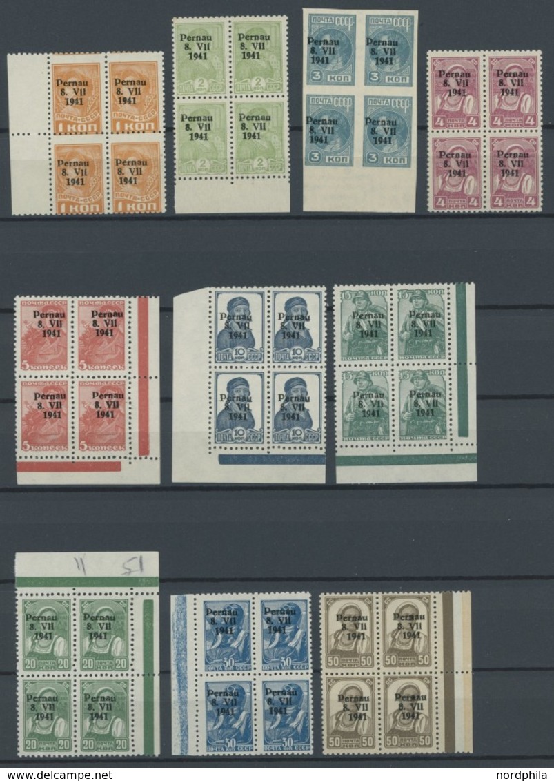 PERNAU 1-10II VB **, 1941, Werktätige, Type II, In Viererblocks, Postfrischer Prachtsatz (10 Werte), Mi. 160.- - Ocupación 1938 – 45