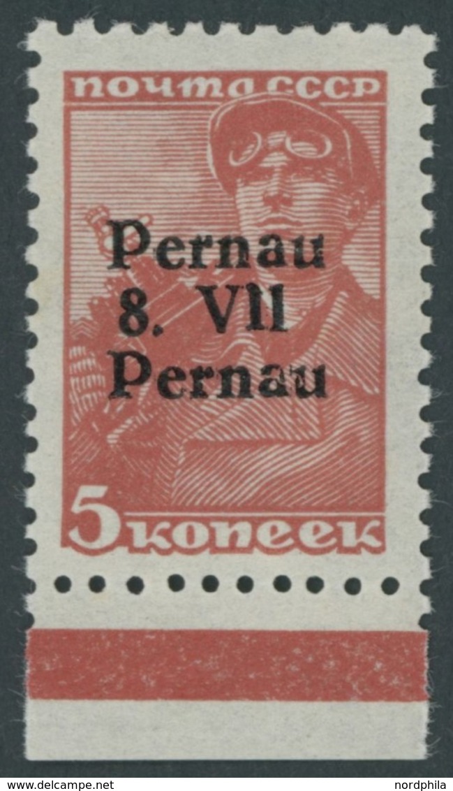 PERNAU 5IV **, 1941, 5 K. Bräunlichrot Mit Aufdruck Pernau/Pernau, Gepr. Krischke Und Kurzbefund Löbbering, Mi. 100.- - Occupation 1938-45