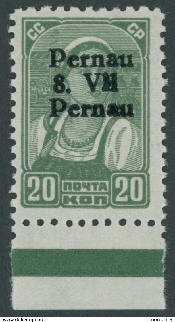 PERNAU 8IV **, 1941, 20 K. Schwarzgelbgrün Mit Aufdruck Pernau/Pernau, Kurzbefund Löbbering, Mi. 100.- - Ocupación 1938 – 45