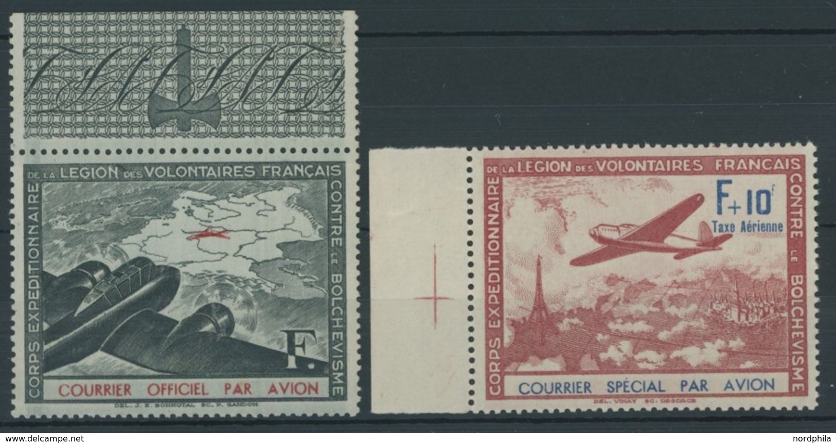 LEGIONÄRSMARKEN II/III **, 1941, Flugpostvignetten, Postfrisch, Pracht, Mi. 60.- - Ocupación 1938 – 45