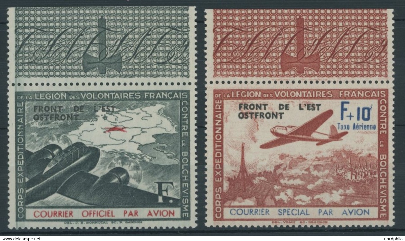 LEGIONÄRSMARKEN IV/V **, 1942, Flugpostvignetten Mit Aufdruck, Postfrisch, Pracht, Mi. 80.- - Occupation 1938-45