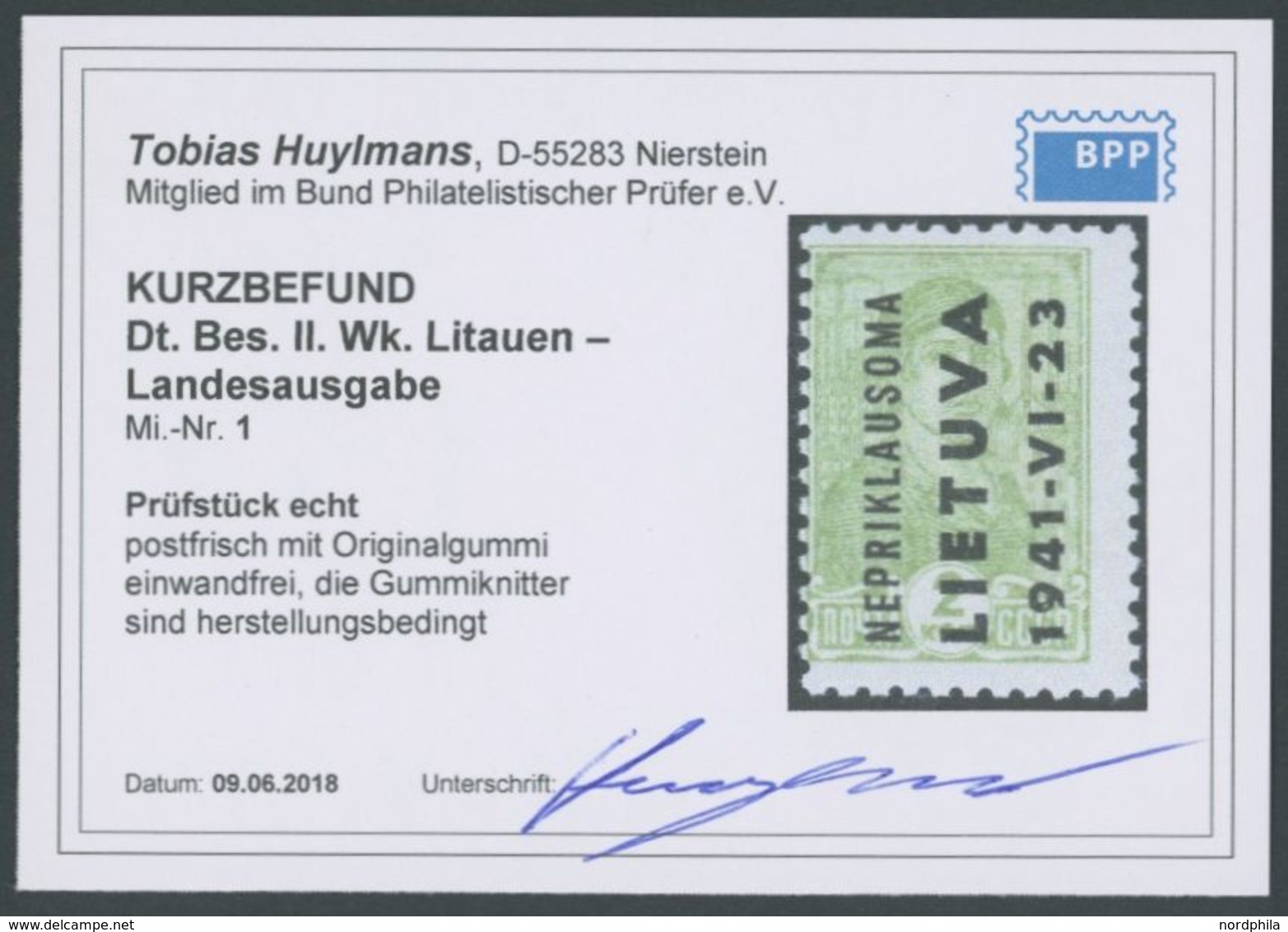 ALEDSCHEN 1-9 **, 1941, Werktätige, Postfrischer Prachtsatz, 2 K. Kurzbefund Huylmans, Mi. 220.- - Occupation 1938-45