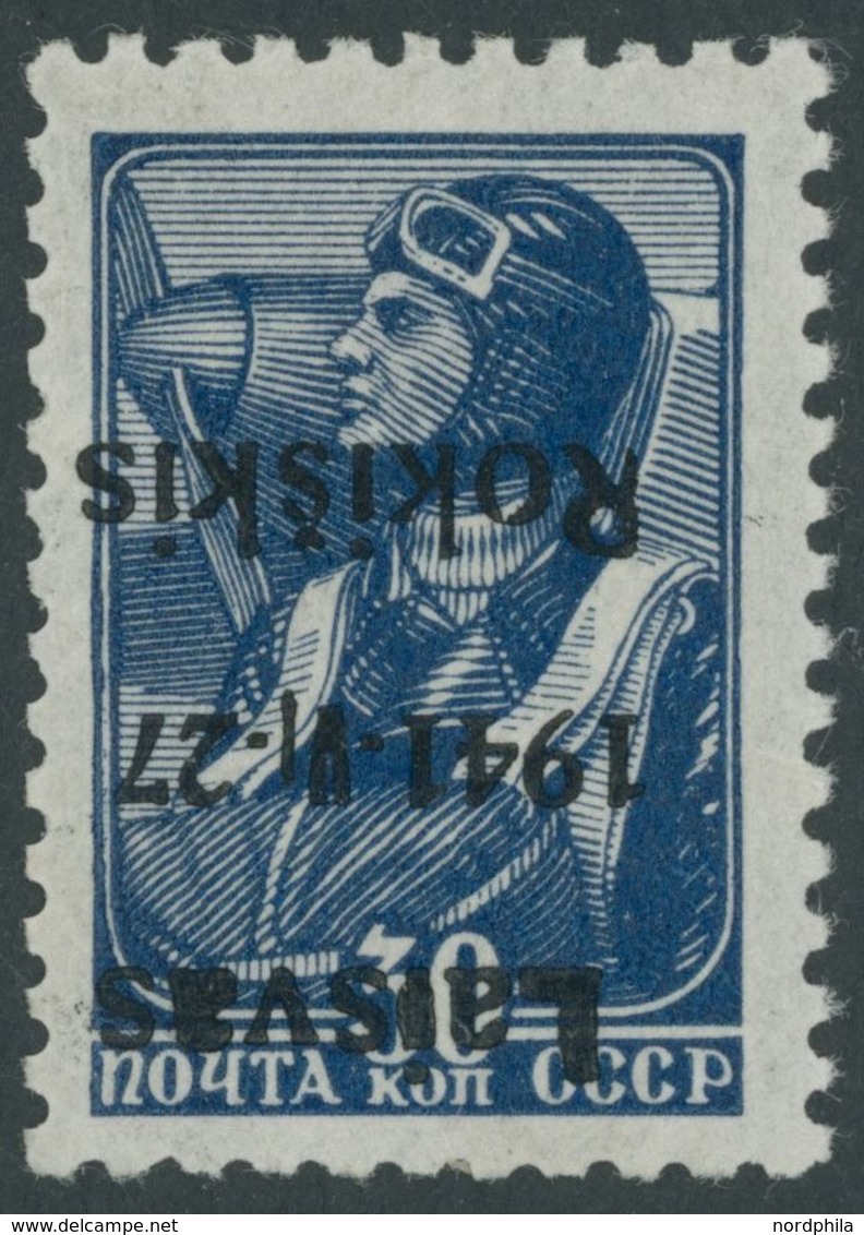 RAKISCHKI 5aK **, 1941, 30 K. Dunkelviolettultramarin, Kopfstehender Schwarzer Aufdruck, Postfrisch, Unten Ein Paar Stum - Besetzungen 1938-45