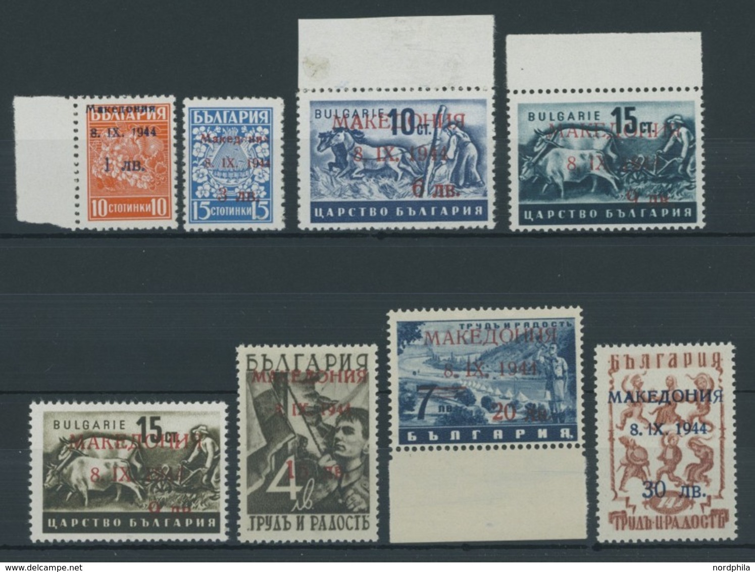 MAKEDONIEN 1-8 **, 1944, Freimarken, Postfrischer Prachtsatz, Fotobefund Kleymann, Mi. 350.- - Besetzungen 1938-45