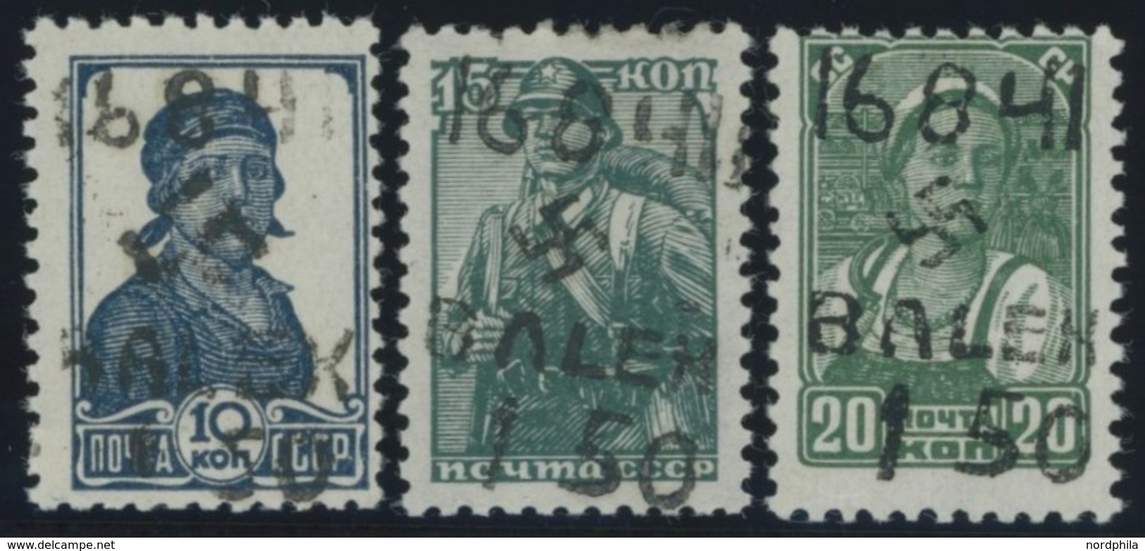 UKRAINE 4II,5/6III *, 1942, 1.50 Rbl. Auf 10, 15 Und 20 K., Falzrest, 3 Prachtwerte, Gepr. Zirath, Mi. 120.- - Occupation 1938-45