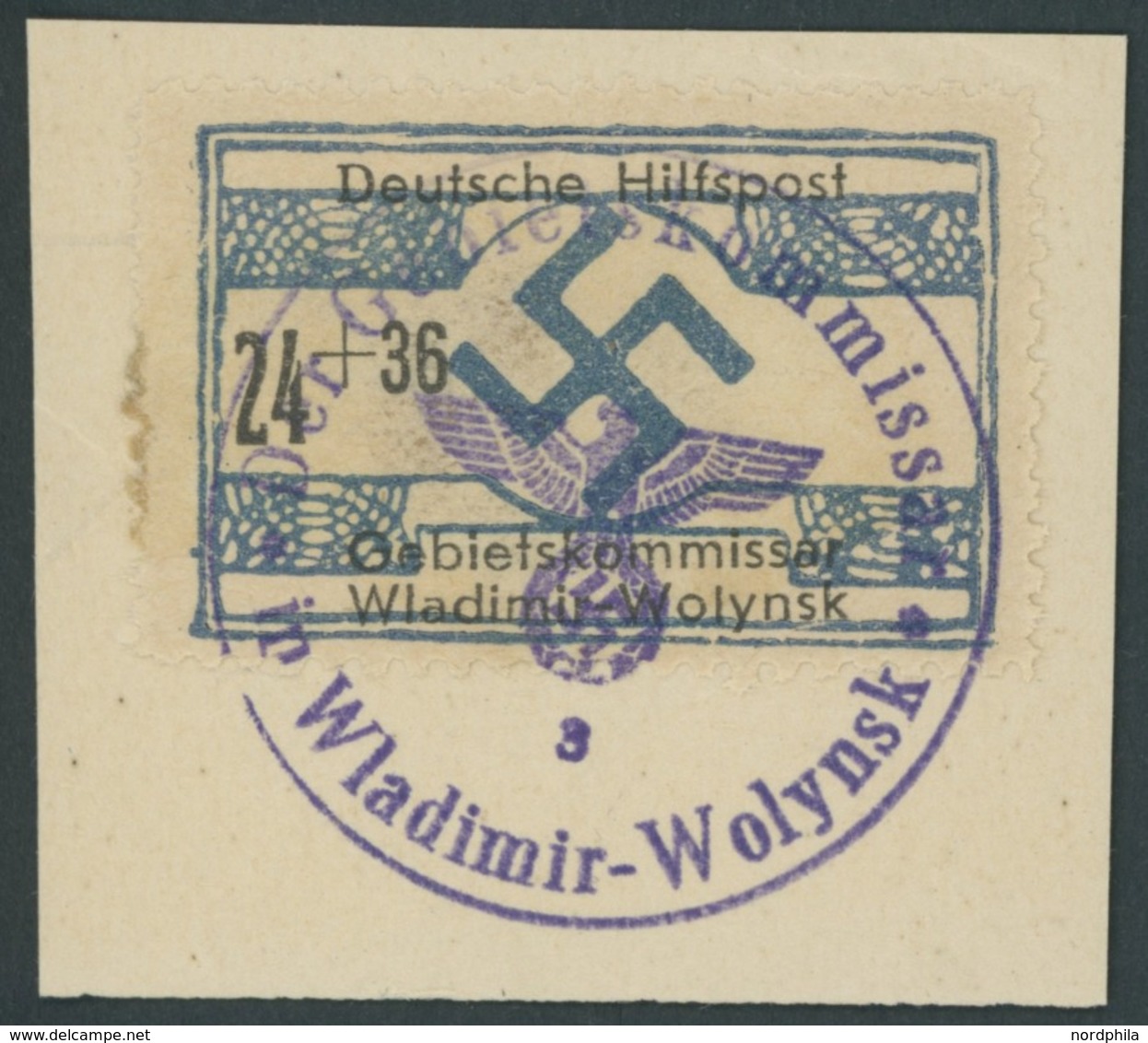 UKRAINE 14 BrfStk, 1944, 24 Pf. Wladimir-Wolynsk, Prachtbriefstück, Gepr. Zirath, Mi. 150.- - Ocupación 1938 – 45