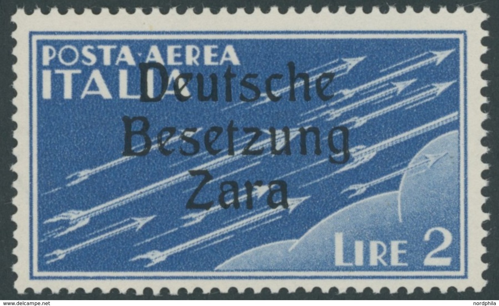 ZARA 28 **, 1943, 2 L. Flugpost, Postfrisch, Pracht, Gepr. Ludin, Mi. 80.- - Ocu. Alemana: Zara