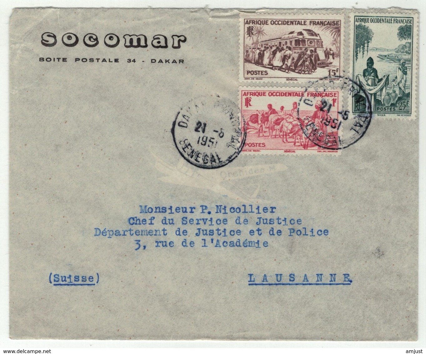 France // Ex-colonie // A.O.F. Lettre Pour La Suisse - Covers & Documents