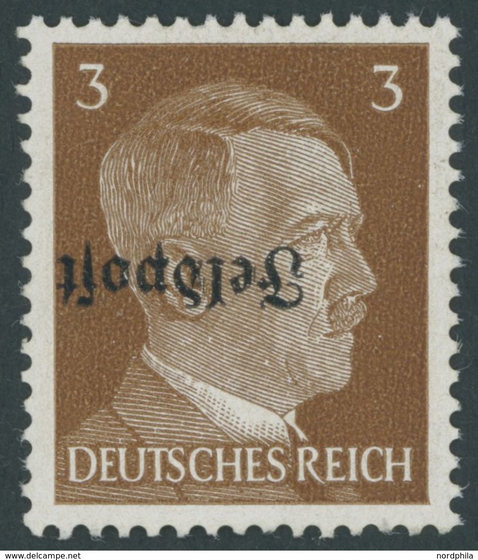 FELDPOSTMARKEN 17zK **, 1945, 3 Pf. Ruhrkessel, Kopfstehender Aufdruck, Senkrechte Gummiriffelung, Postfrisch, Pracht, R - Besetzungen 1938-45