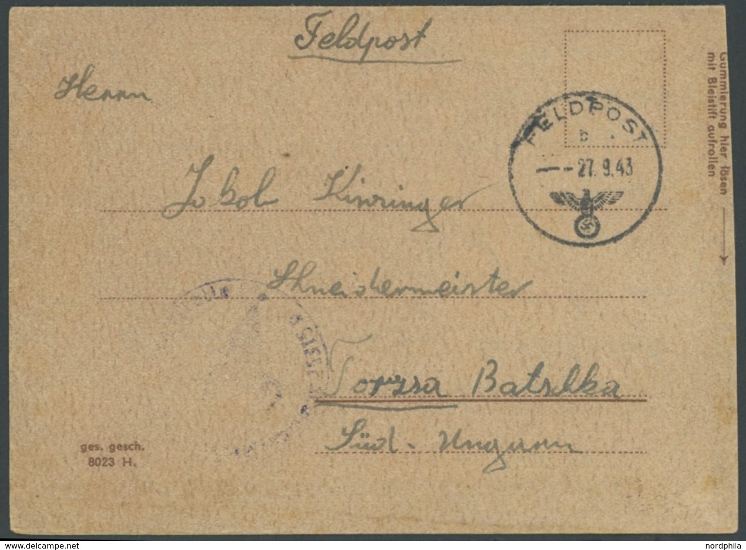 FELDPOST II. WK BELEGE 1943, FLORIN GEYER 8. SS KAVALLERIE DIVISION, FP-Nr. 25315D, Feldpostbrief Vom Rußland-Einsatz, P - Occupation 1938-45