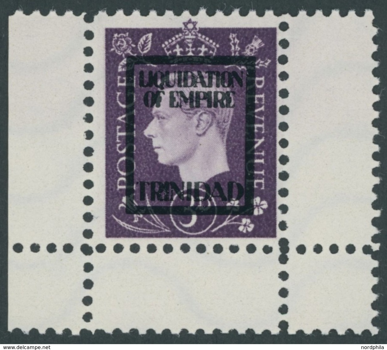 PROPAGANDAFÄLSCHUNGEN 14IVe (*), Deutsche Propagandamarken Für Großbritannien: 1944, 3 P. König Georg VI, Aufdruck Trini - Occupation 1938-45