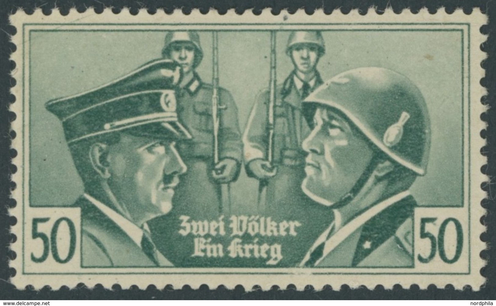 PROPAGANDAFÄLSCHUNGEN 50 **, Britische Propagandamarken Für Italien: 1944, 50 C. Hitler/Mussolini, übliche Gummierung, P - Ocupación 1938 – 45