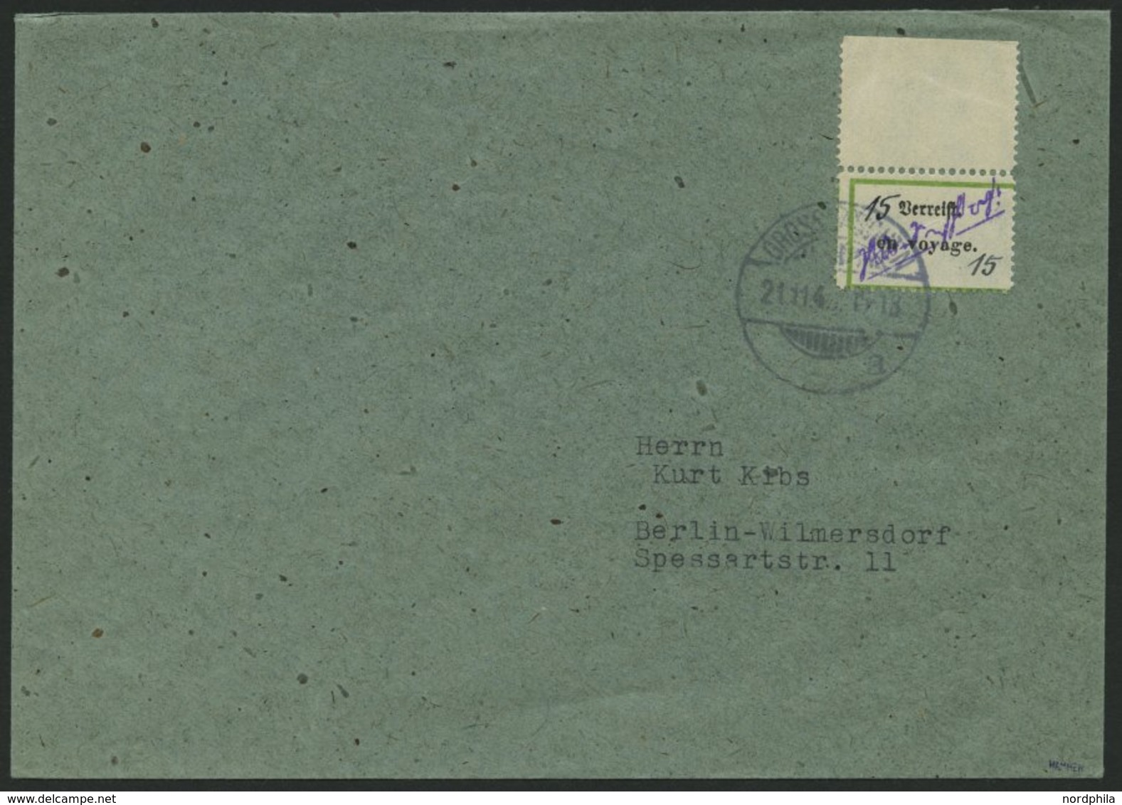 GROSSRÄSCHEN-VORLÄUFER V 5h BRIEF, 1945, 15 Pf. Verreist, Oberrandstück, Prachtbrief, Signiert - Correos Privados & Locales
