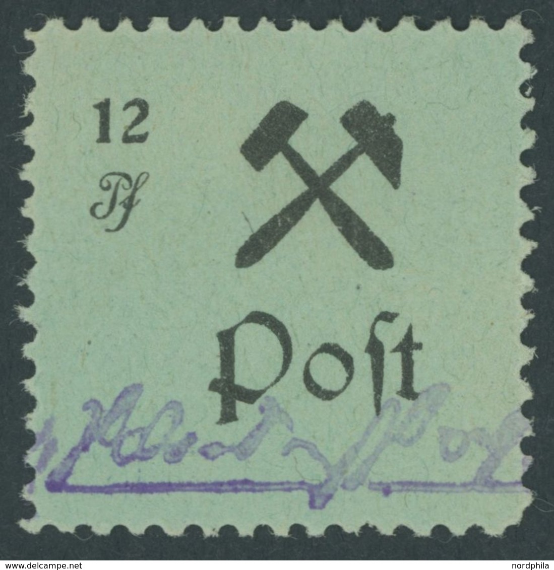 GROSSRÄSCHEN 25IV *, 1945, 12 Pf. Schwarz Auf Grün, Type IV, Falzrest, Pracht - Other & Unclassified