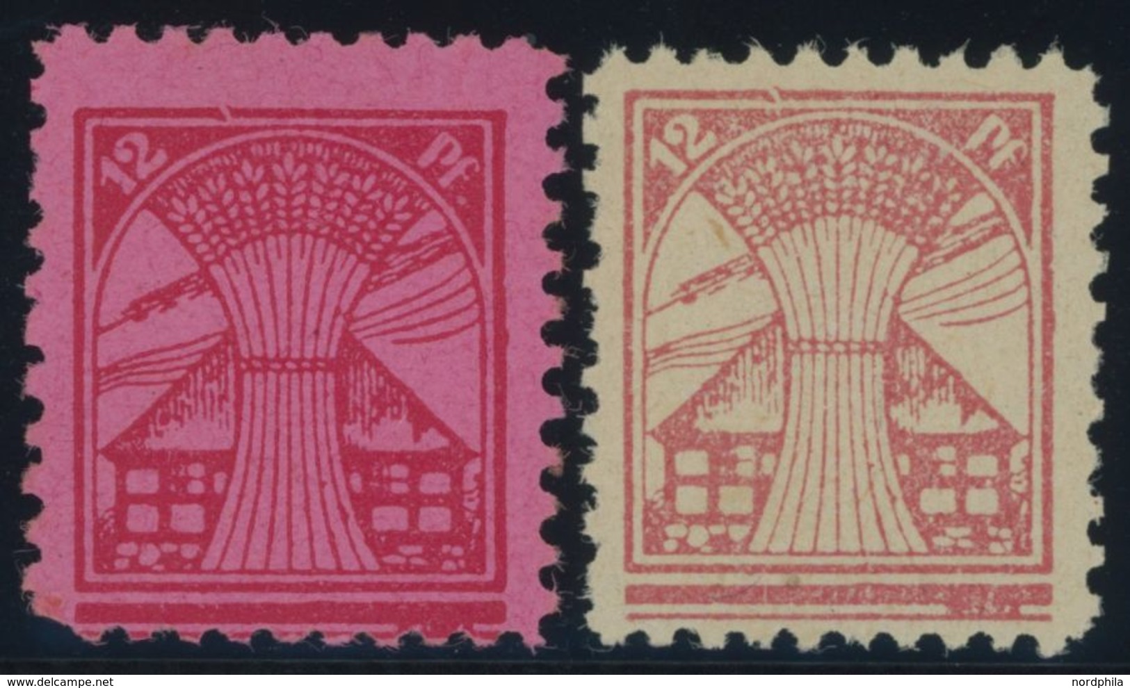 MECKLENBURG-VORPOMMERN 18c,19xIIPFI *, 1945, 12 Pf. Rosarot Und 12 Pf. Dunkelrosarot Auf Lilarosa, Beide Mit Plattenfehl - Otros & Sin Clasificación