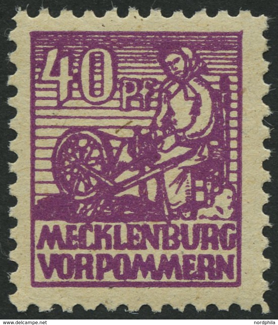 MECKLENBURG-VORPOMMERN 40yb **, 1946, 40 Pf. Violettpurpur, Pracht, Gepr. Kramp, Mi. 100.- - Otros & Sin Clasificación