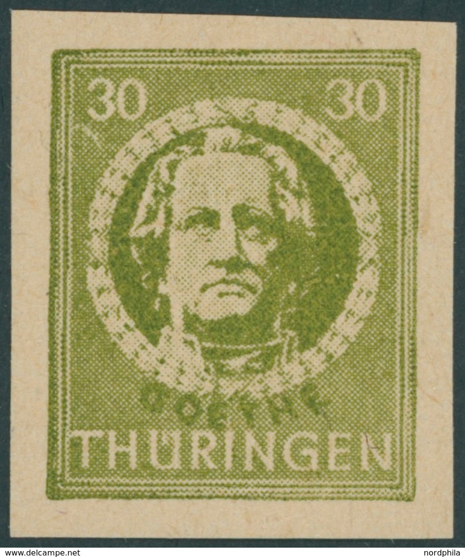 THÜRINGEN 99V1 **, 1945, Versuchsdruck: 30 Pf. Dunkelolivgrün, Pracht, Gepr. Sturm, Mi. 100.- - Otros & Sin Clasificación