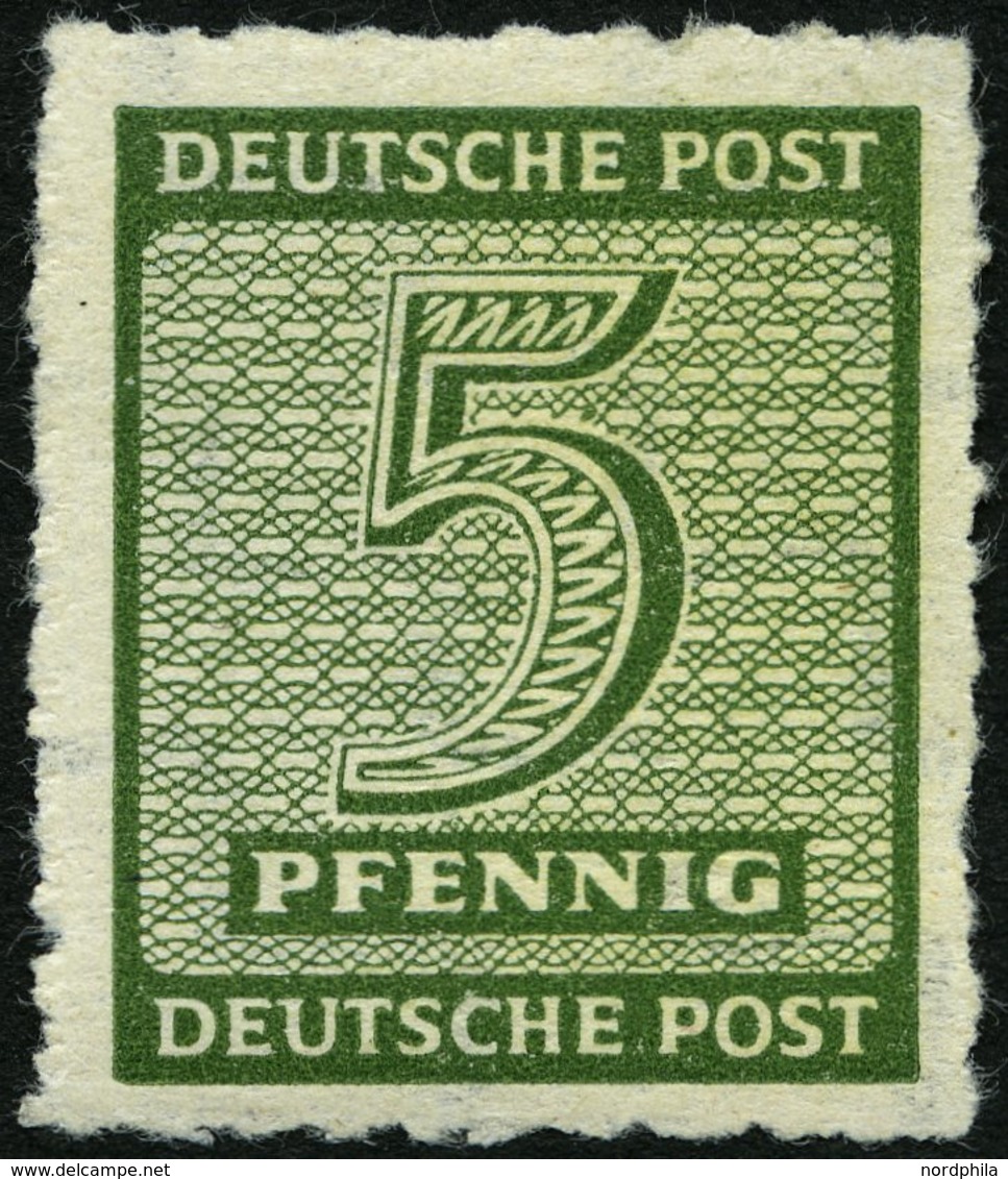 WEST-SACHSEN 116CY *, 1945, 5 Pf. Roßwein, Durchstochen 10, Wz. 1Y, Falzrest, Pracht, Gepr. Zierer - Other & Unclassified