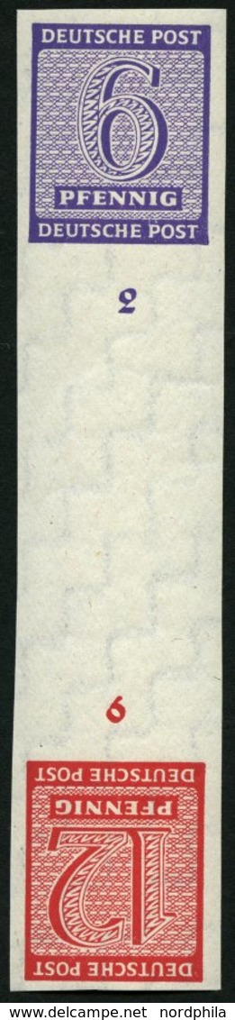 WEST-SACHSEN SK Zd 2 **, 1945, Ziffer 6 + Z + Z + 12, Pracht, Mi. 60.- - Sonstige & Ohne Zuordnung
