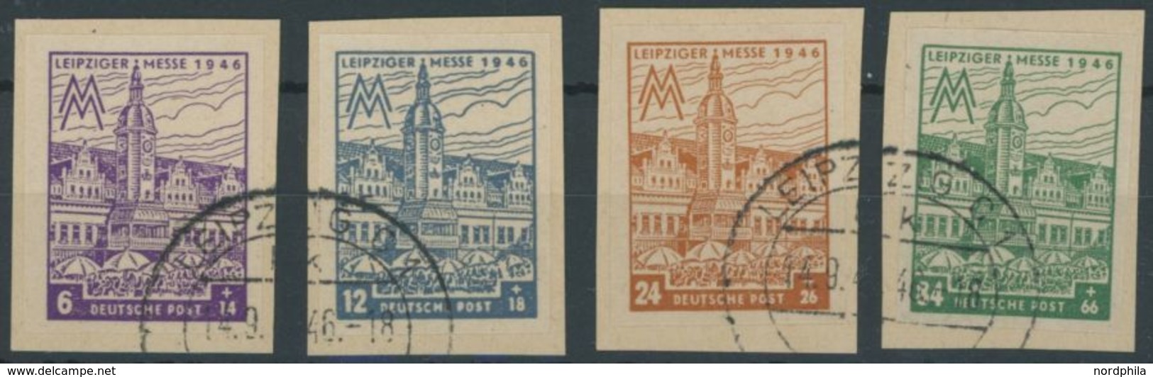 WEST-SACHSEN 162-65BY BrfStk, 1946, Leipziger Messe, Ungezähnt, Wz. 1Y, Mi.Nr. 163 Mit Plattenfehler I, Prachtsatz, Gepr - Other & Unclassified