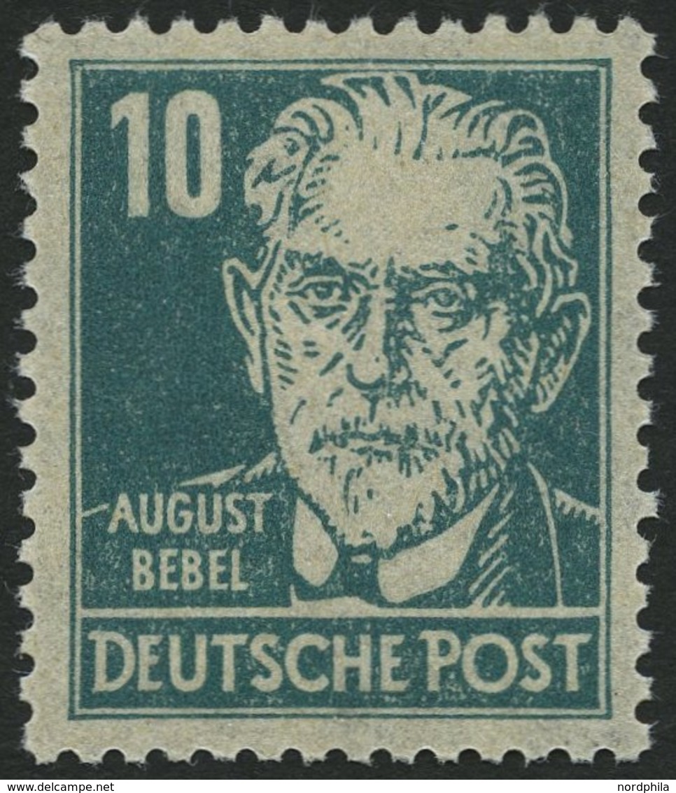 ALLGEMEINE-AUSGABEN 215ay **, 1948, 10 Pf. Dunkelbläulichgrün Bebel, Borkengummierung Senkrecht, Pracht, Mi. 100.- - Other & Unclassified